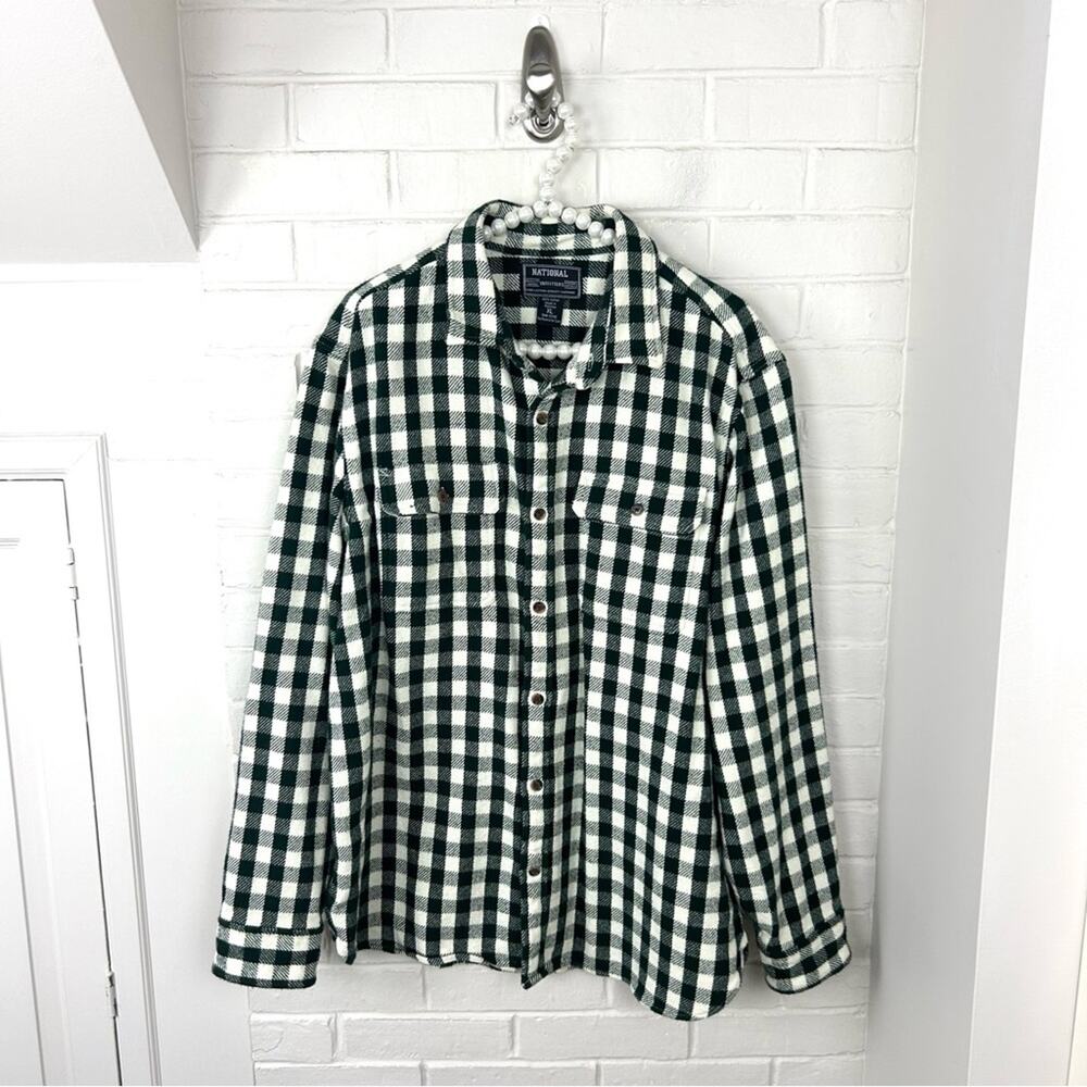 National Outfitters Men’s Green Plaid Button Down Flannel Shirt Size XL